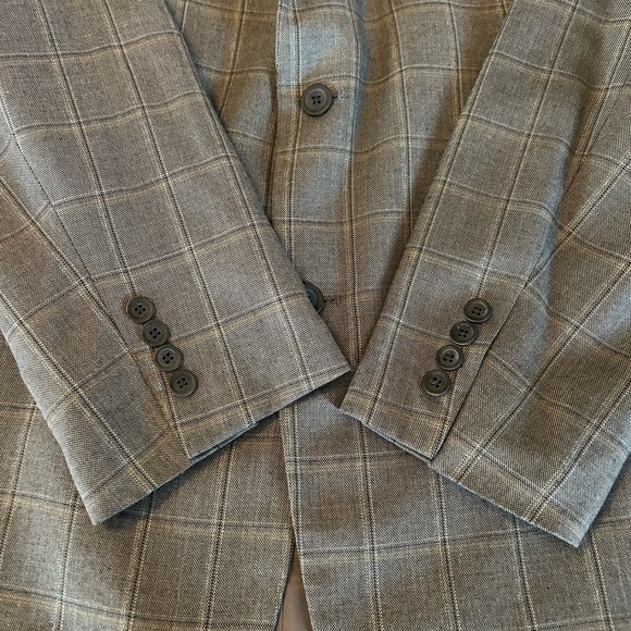 Andrew Fezza Two Button Gray Check Windowpane Sport Coat Blazer Size 50 L - Picture 5 of 8